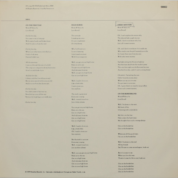 Leon Russell - Life And Love | Paradise Records (56662) - 4 Leon Russell - Life And Love | Paradise Records (56662) - 4