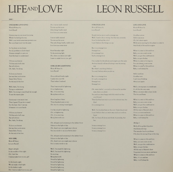 Leon Russell - Life And Love | Paradise Records (56662) - 3 Leon Russell - Life And Love | Paradise Records (56662) - 3
