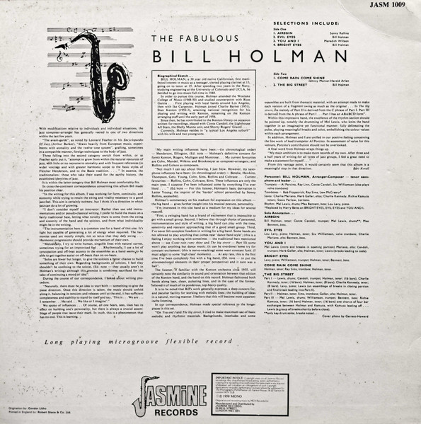 Bill Holman - The Fabulous Bill Holman | Jasmine Records (JASM 1009) - 2 Bill Holman - The Fabulous Bill Holman | Jasmine Records (JASM 1009) - 2