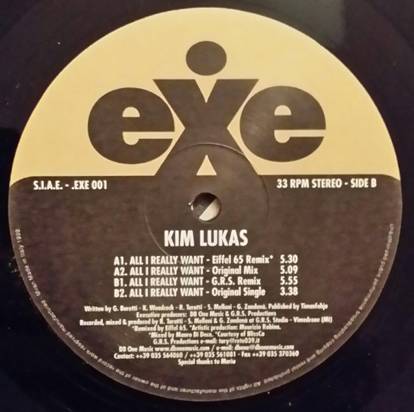 Kim Lukas - All I Really Want (Eiffel 65 Remix) | Exe Records (EXE 001) - 3 Kim Lukas - All I Really Want (Eiffel 65 Remix) | Exe Records (EXE 001) - 3