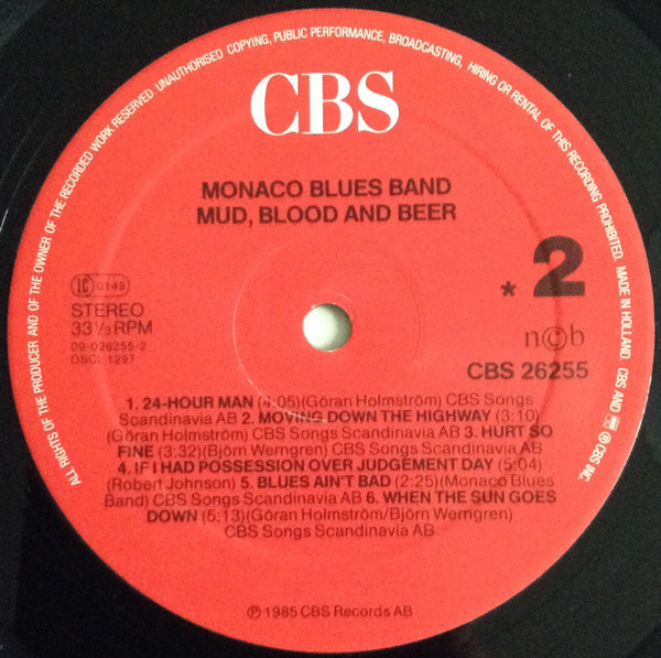 Monaco Blues Band - Mud, Blood And Beer | CBS (26255) - 4 Monaco Blues Band - Mud, Blood And Beer | CBS (26255) - 4