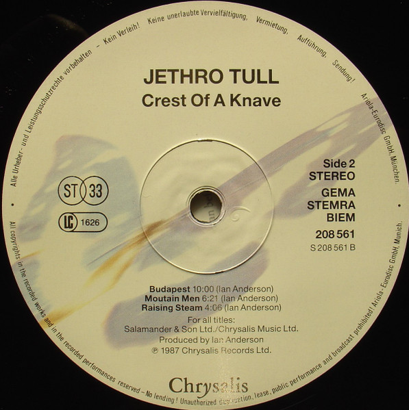 Jethro Tull - Crest Of A Knave | Chrysalis (208 561) - 4 Jethro Tull - Crest Of A Knave | Chrysalis (208 561) - 4
