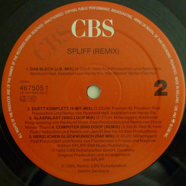 Spliff - Spliff Remix | CBS (467505 1) - 4 Spliff - Spliff Remix | CBS (467505 1) - 4