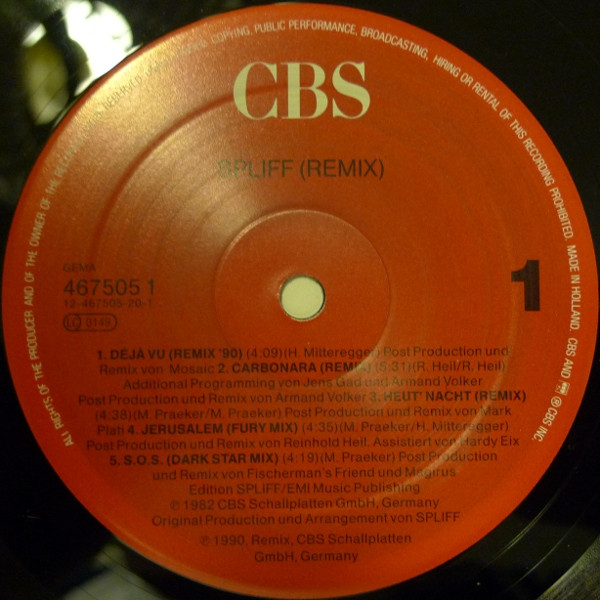 Spliff - Spliff Remix | CBS (467505 1) - 3 Spliff - Spliff Remix | CBS (467505 1) - 3