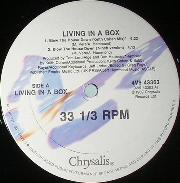 Living In A Box - Blow The House Down | Chrysalis (4V9 43363) - 2