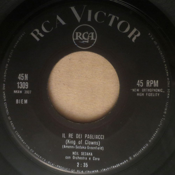 Neil Sedaka - Il Re Dei Pagliacci / La Terza Luna | RCA Victor (45 N 1309) - 3 Neil Sedaka - Il Re Dei Pagliacci / La Terza Luna | RCA Victor (45 N 1309) - 3