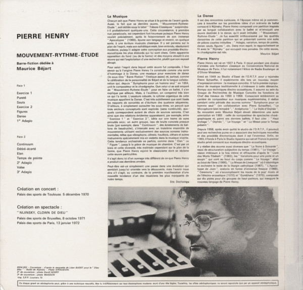 Pierre Henry - Mouvement-Rythme-Étude | Philips (6504 052) - 2