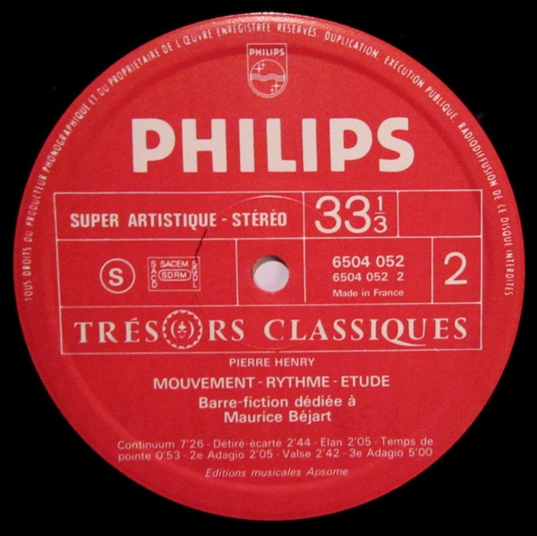 Pierre Henry - Mouvement-Rythme-Étude | Philips (6504 052) - 4