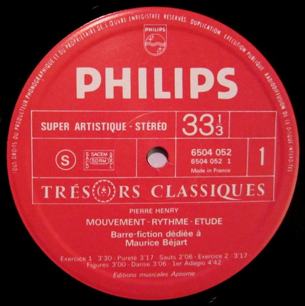 Pierre Henry - Mouvement-Rythme-Étude | Philips (6504 052) - 3