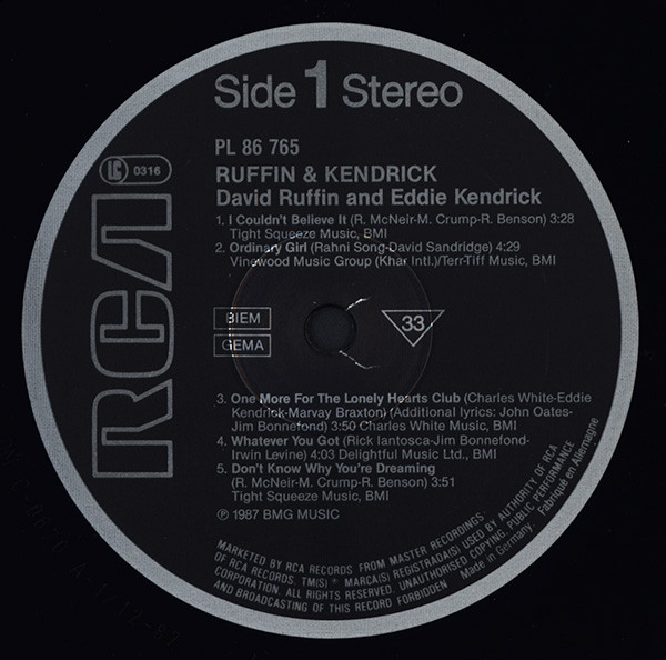 David Ruffin & Eddie Kendricks - Ruffin & Kendrick | RCA (PL 86 765) - 3 David Ruffin & Eddie Kendricks - Ruffin & Kendrick | RCA (PL 86 765) - 3