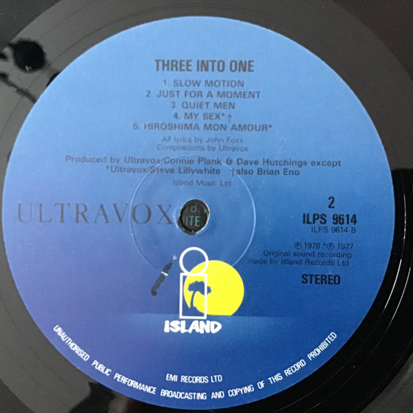 Ultravox - Three Into One | Island Records (ILPS 9614) - 4