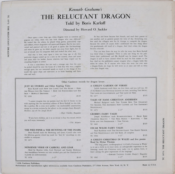 Kenneth Grahame / Boris Karloff - The Reluctant Dragon | Caedmon Records (TC 1074) - 2 Kenneth Grahame / Boris Karloff - The Reluctant Dragon | Caedmon Records (TC 1074) - 2