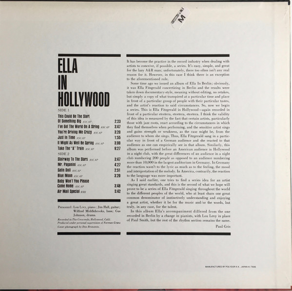 Ella Fitzgerald - Ella In Hollywood | Verve Records (MV 2636) - 3 Ella Fitzgerald - Ella In Hollywood | Verve Records (MV 2636) - 3
