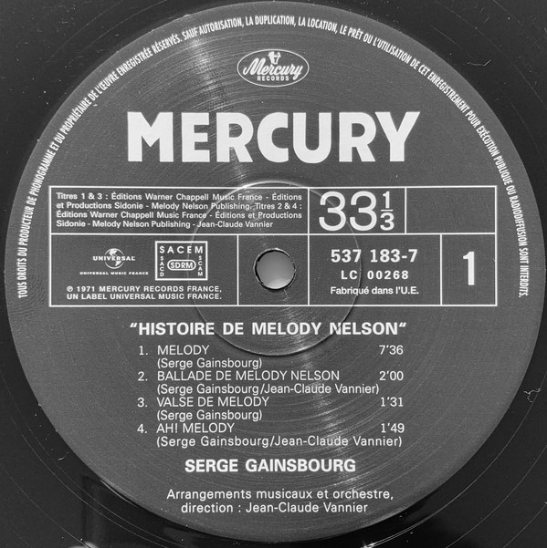 Serge Gainsbourg - Histoire De Melody Nelson | Mercury (537 183-7) - 3