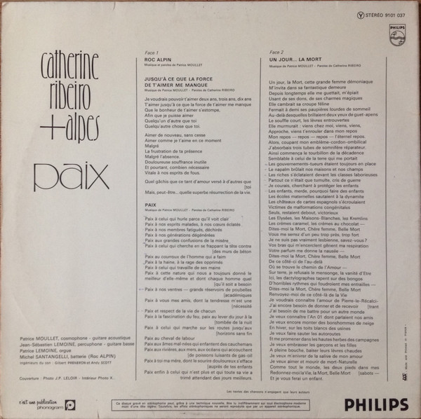 Catherine Ribeiro + Alpes - Paix | Philips (9101 037) - 3