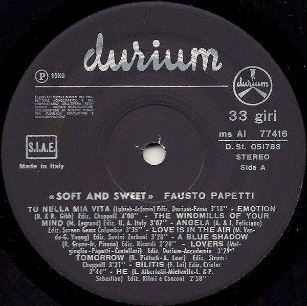 Fausto Papetti - Soft And Sweet | Durium (Ms AI 77416) - 3 Fausto Papetti - Soft And Sweet | Durium (Ms AI 77416) - 3