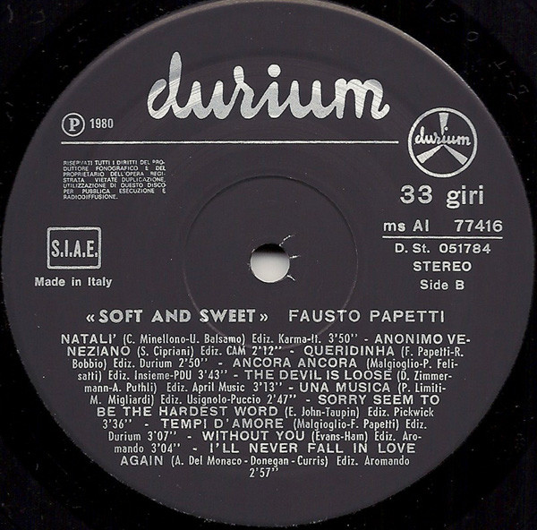 Fausto Papetti - Soft And Sweet | Durium (Ms AI 77416) - 4 Fausto Papetti - Soft And Sweet | Durium (Ms AI 77416) - 4