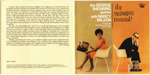 The George Shearing Quintet With Nancy Wilson - The Swingin's Mutual | Capitol Records (CDP 7 99190 2) - 2 The George Shearing Quintet With Nancy Wilson - The Swingin's Mutual | Capitol Records (CDP 7 99190 2) - 2