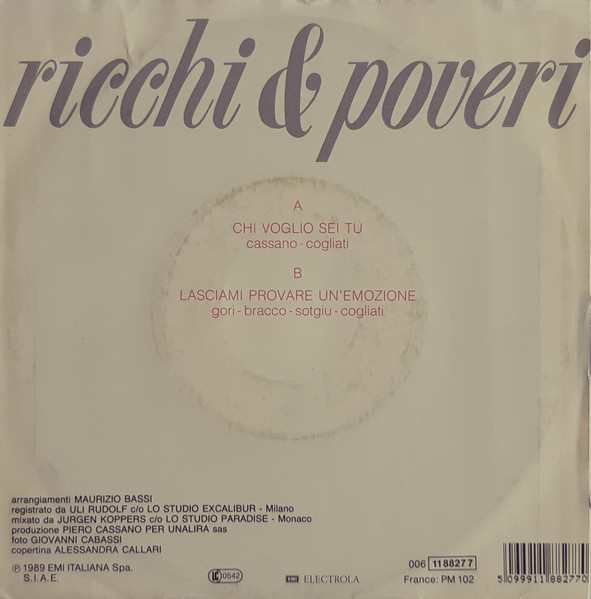 Ricchi E Poveri - Chi Voglio Sei Tu | EMI (006 11 8827 7) - 2
