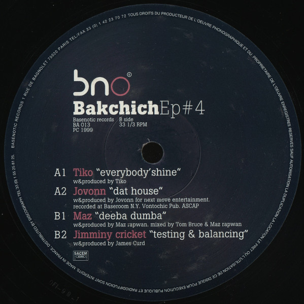 Various - Bakchich EP #4 | Basenotic Records (BA 013) - 2