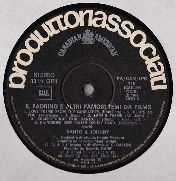 Santo & Johnny - Famosi Temi Da Films | Produttori Associati (PA/CAN/LP 710) - 4 Santo & Johnny - Famosi Temi Da Films | Produttori Associati (PA/CAN/LP 710) - 4