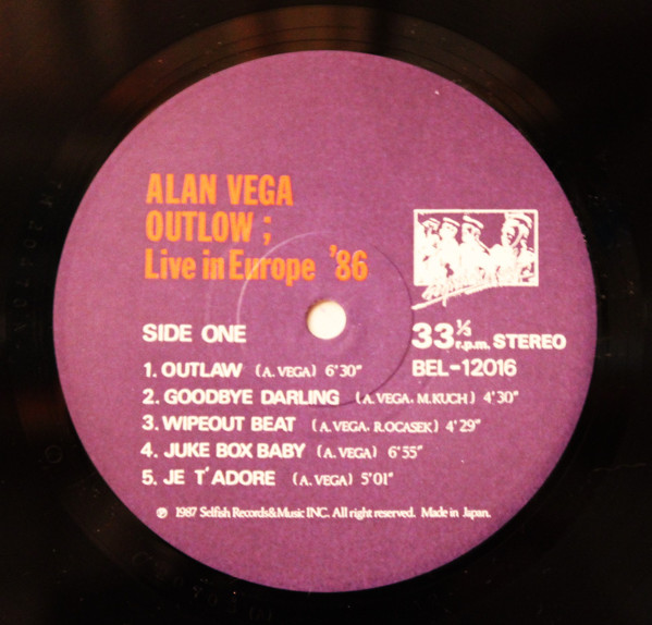 Alan Vega - Outlaw: Live In Europe '86 | Selfish Records (BEL-12016) - 4