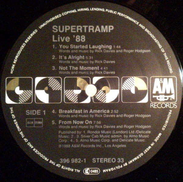 Supertramp - Live '88 | A&M Records (396 982-1) - 3