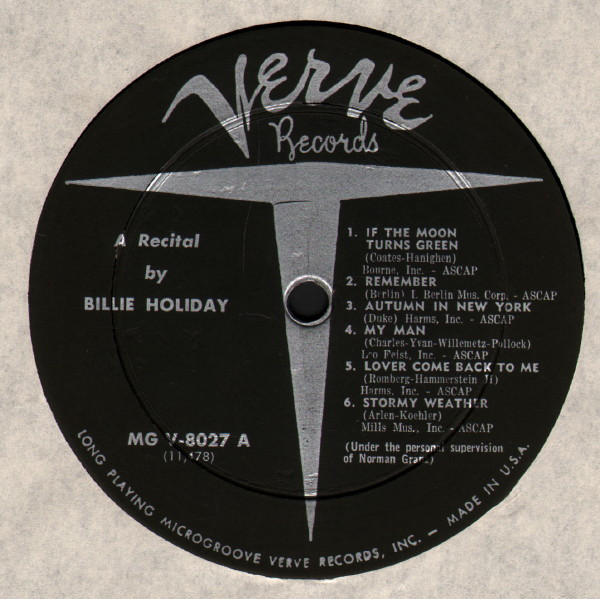 Billie Holiday - Recital By Billie Holiday | Verve Records (MGV-8027) - 3 Billie Holiday - Recital By Billie Holiday | Verve Records (MGV-8027) - 3