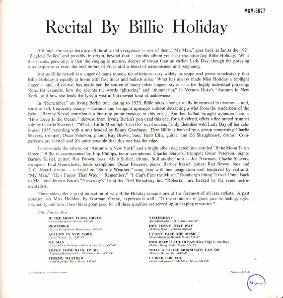 Billie Holiday - Recital By Billie Holiday | Verve Records (MGV-8027) - 2 Billie Holiday - Recital By Billie Holiday | Verve Records (MGV-8027) - 2