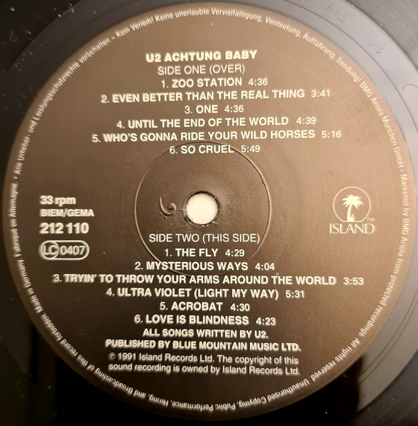 U2 - Achtung Baby | Island Records (212 110) - 3 U2 - Achtung Baby | Island Records (212 110) - 3