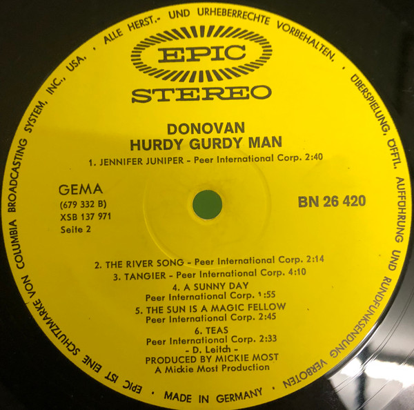 Donovan - The Hurdy Gurdy Man | Epic (BN 26420) - 4