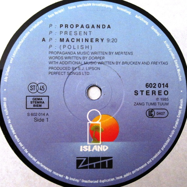 Propaganda - p: Machinery (Polish) | Island Records (602 014-213) - 3