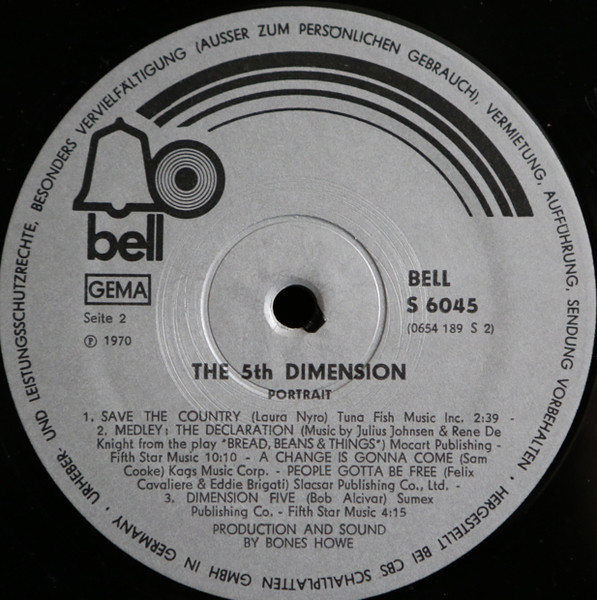 The Fifth Dimension - Portrait | Bell Records (S 6045) - 3