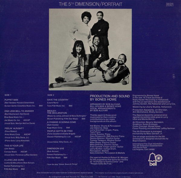 The Fifth Dimension - Portrait | Bell Records (S 6045) - 4