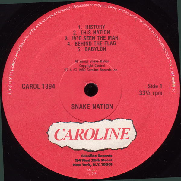 Snake Nation - Snake Nation [Vinyl] | Caroline Records (CAROL 1394) - 3