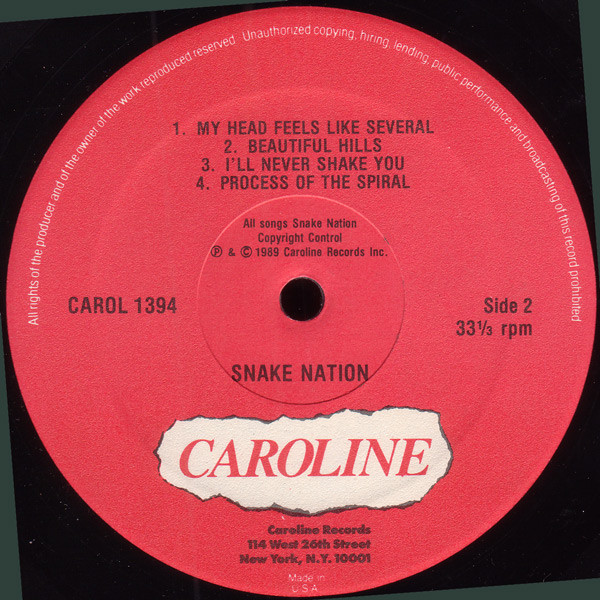 Snake Nation - Snake Nation [Vinyl] | Caroline Records (CAROL 1394) - 4