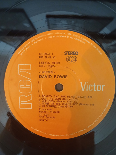 David Bowie - "Heroes" | Jugoton (LSRCA-73073) - 2