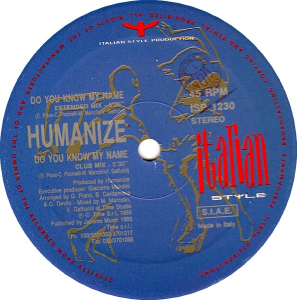 Humanize - Do You Know My Name | Italian Style Production (ISP 1230) - main Humanize - Do You Know My Name | Italian Style Production (ISP 1230) - main