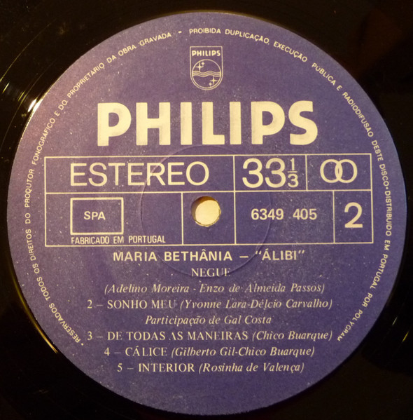 Maria Bethânia - Álibi | Philips (6349 405) - 4