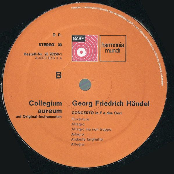 Collegium Aureum , Georg Friedrich Händel - Feuerwerksmusik Concerto F-Dur | Harmonia Mundi (20 20350-6) - 4
