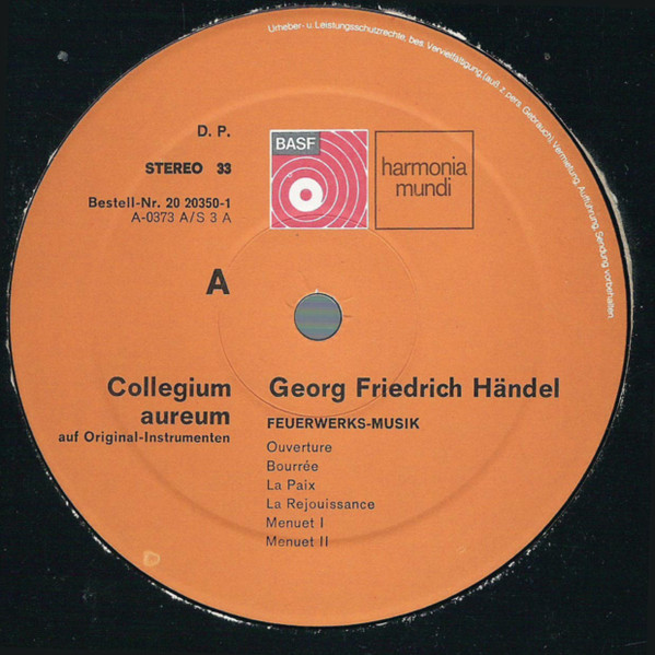 Collegium Aureum , Georg Friedrich Händel - Feuerwerksmusik Concerto F-Dur | Harmonia Mundi (20 20350-6) - 3