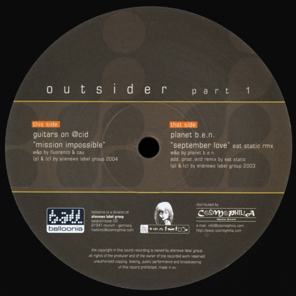 Planet B.E.N. / Guitars On @cid - Outsider Part 1 | Balloonia Ltd. (BALL036-1) - main Planet B.E.N. / Guitars On @cid - Outsider Part 1 | Balloonia Ltd. (BALL036-1) - main