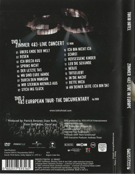 Tokio Hotel - Zimmer 483 - Live In Europe | Island Records (060251739316) - 3