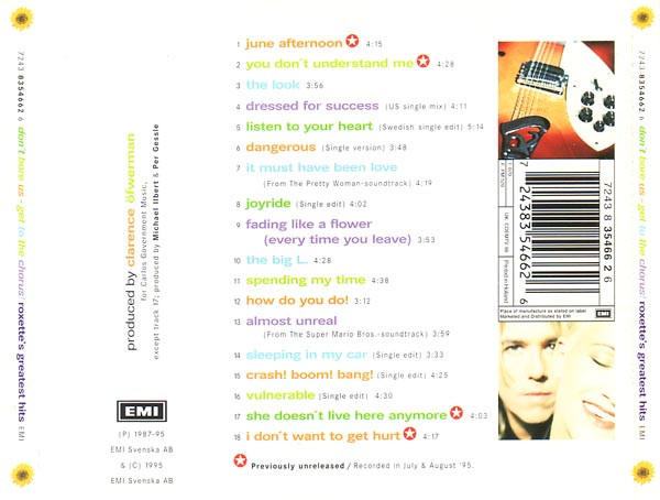 Roxette - Don't Bore Us - Get To The Chorus! (Roxette's Greatest Hits) | EMI (7243 8354662 6) - 3