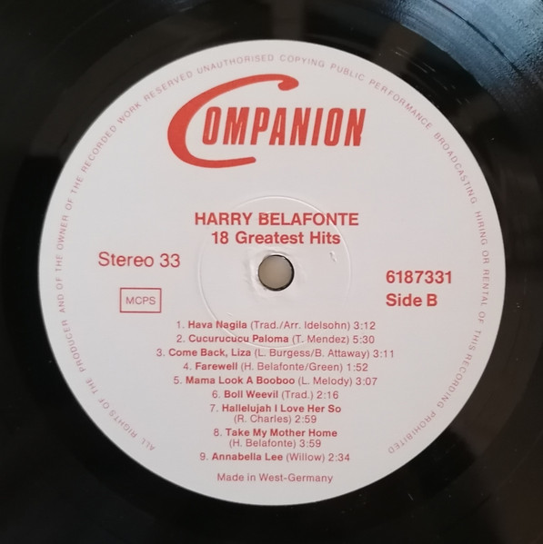 Harry Belafonte - 18 Greatest Hits | Companion (6187331) - 4 Harry Belafonte - 18 Greatest Hits | Companion (6187331) - 4