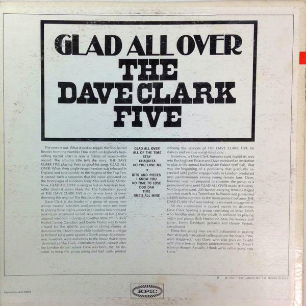 The Dave Clark Five - Glad All Over | Epic (LN 24093) - 2
