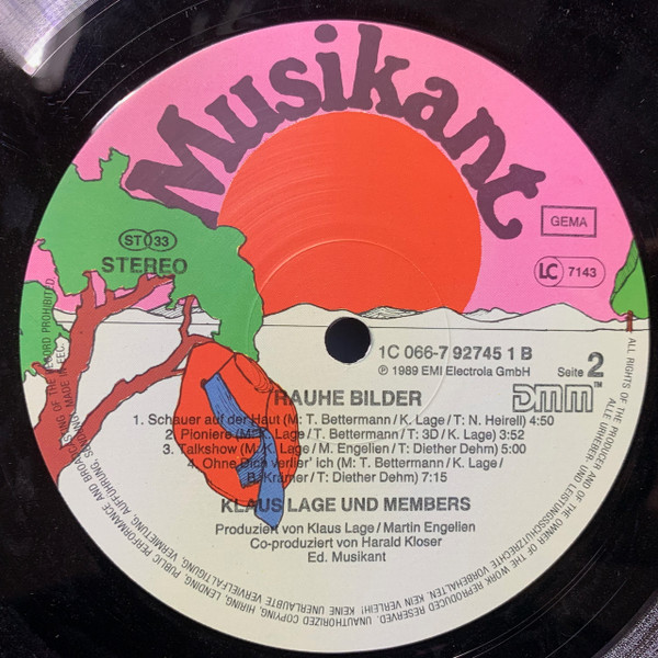 Klaus Lage & Members - Rauhe Bilder | Musikant (1C 066-7 92745 1) - 4