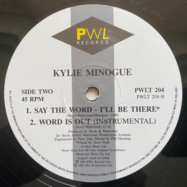 Kylie Minogue - Word Is Out | PWL Records (PWLT 204) - 4