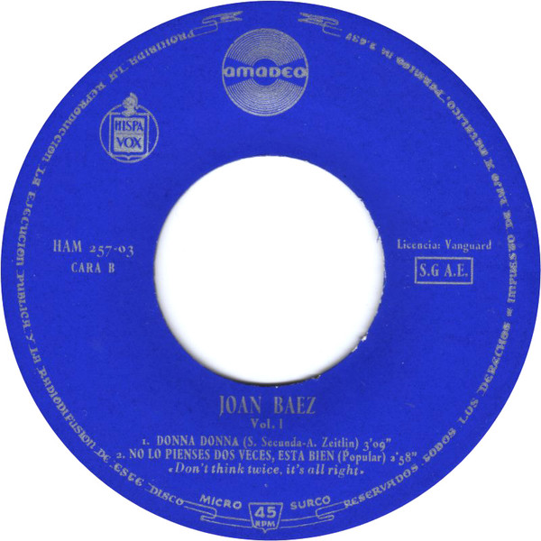 Joan Baez - Vol/1 | Amadeo (HAM 257-03) - 4