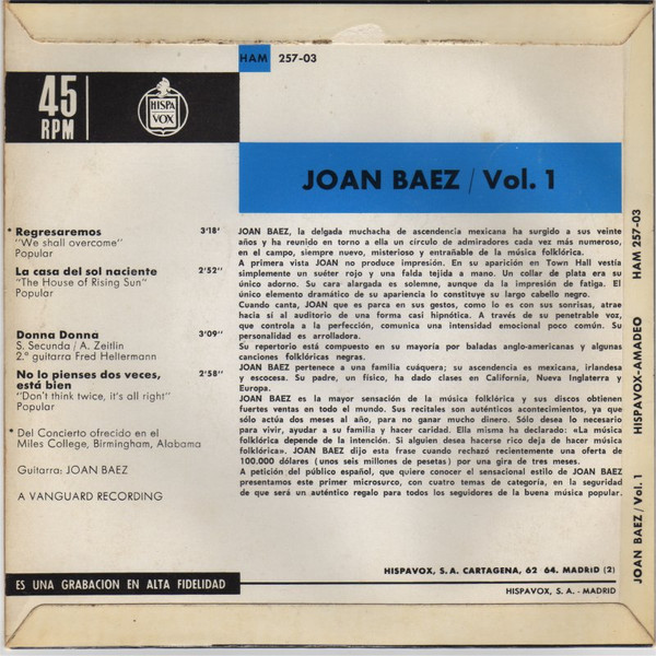 Joan Baez - Vol/1 | Amadeo (HAM 257-03) - 2